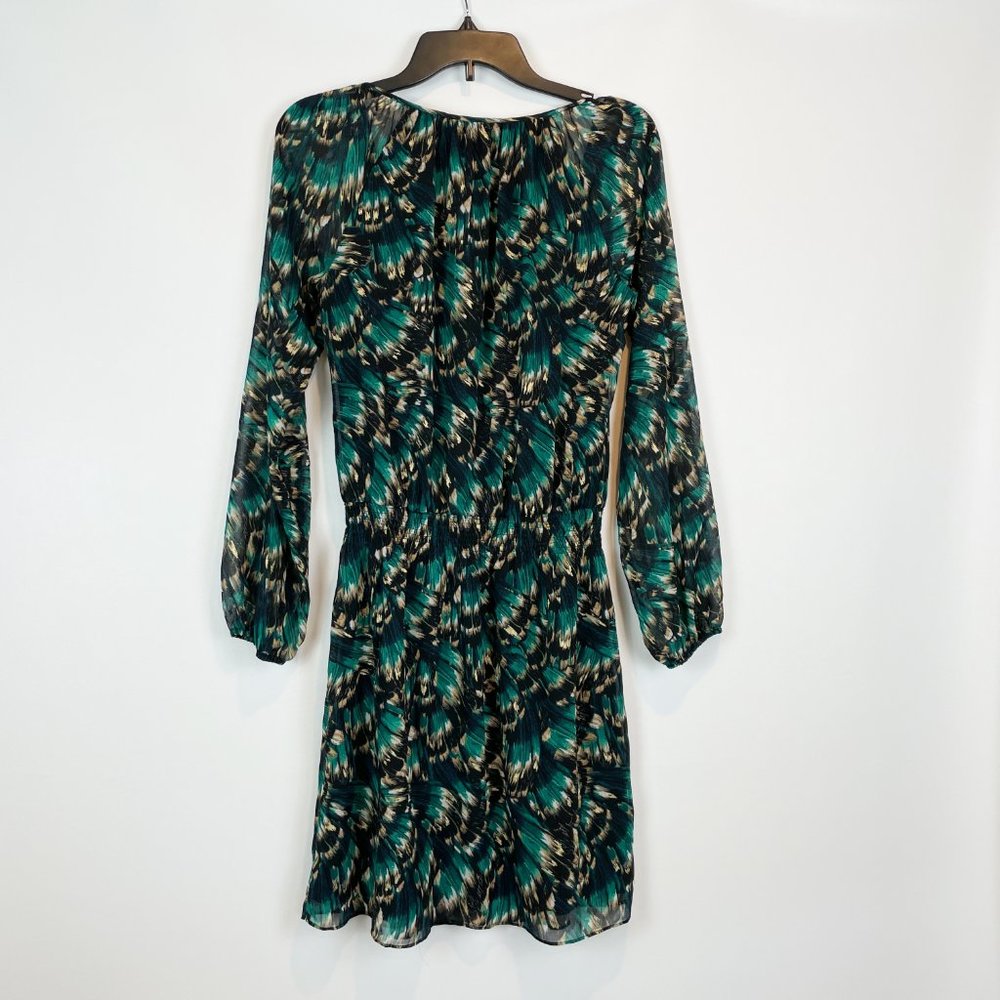 NWOT White House Black Market Dress Green Black Print 2 - Picture 3 of 8